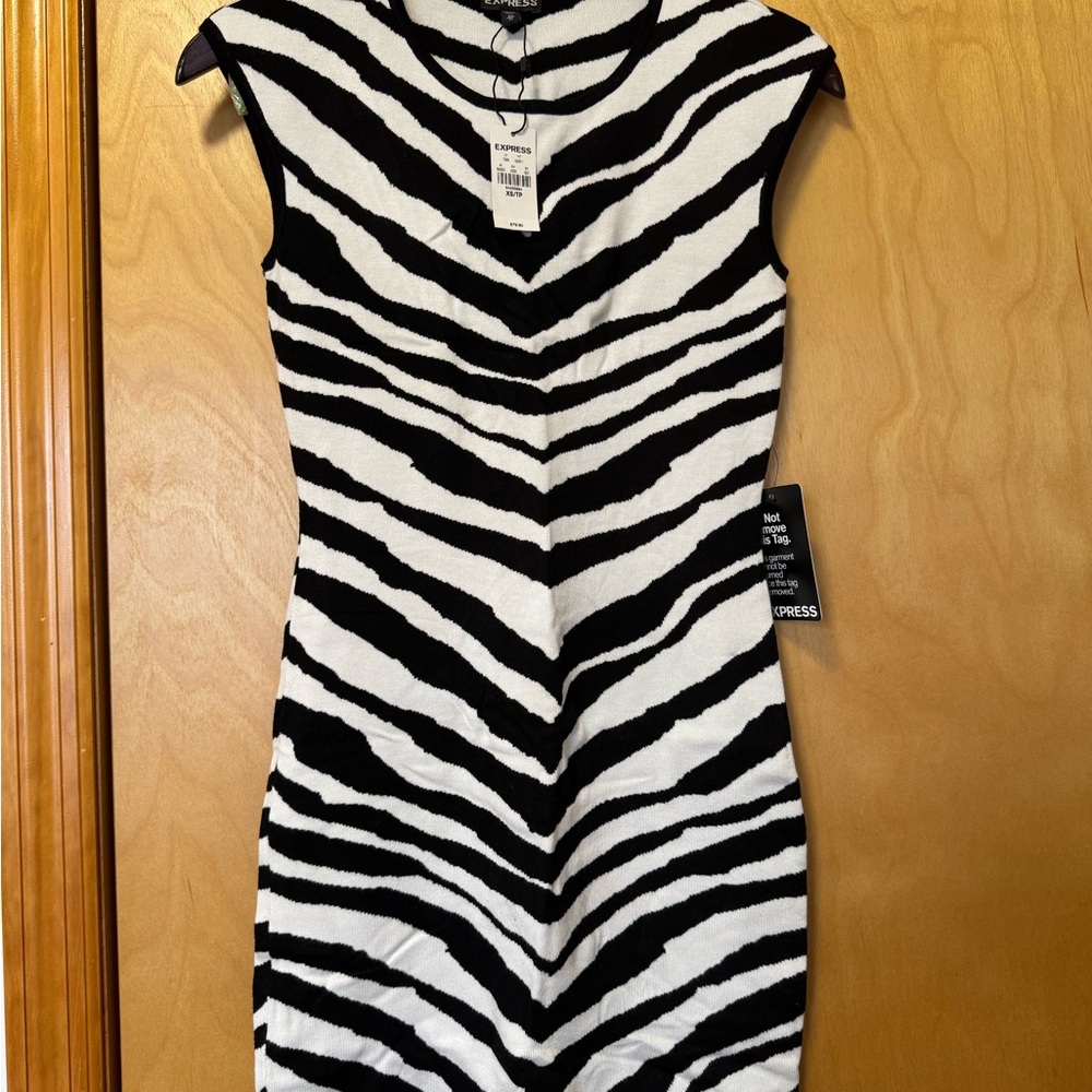 NWT Express Black and White Zebra Print Dress